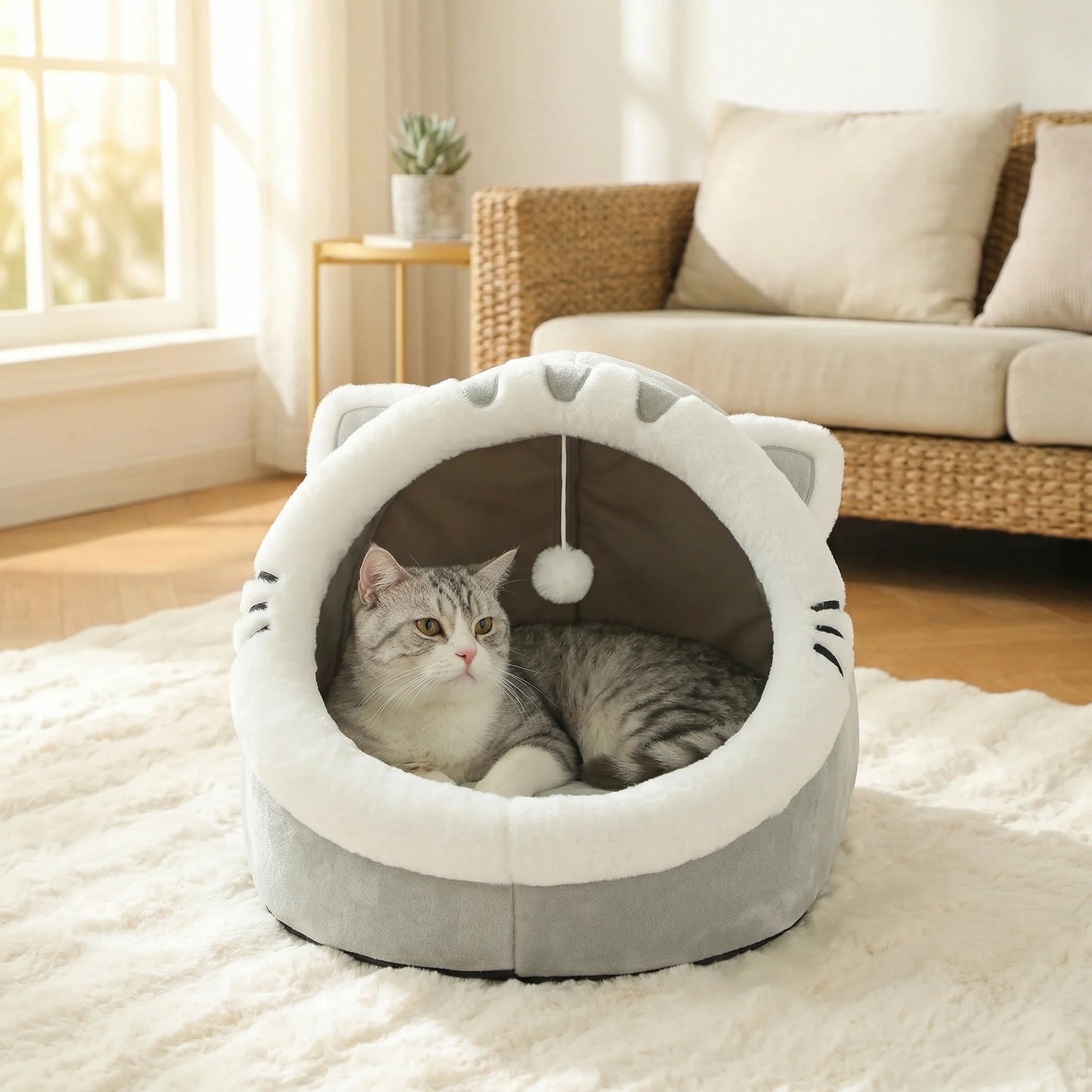 Cute And Soft Cat House Super Cat Bed Warm Deep Sleep Comfort Cat Bed Pets Tent Cozy Cave Nest Small Dog Mat Bag