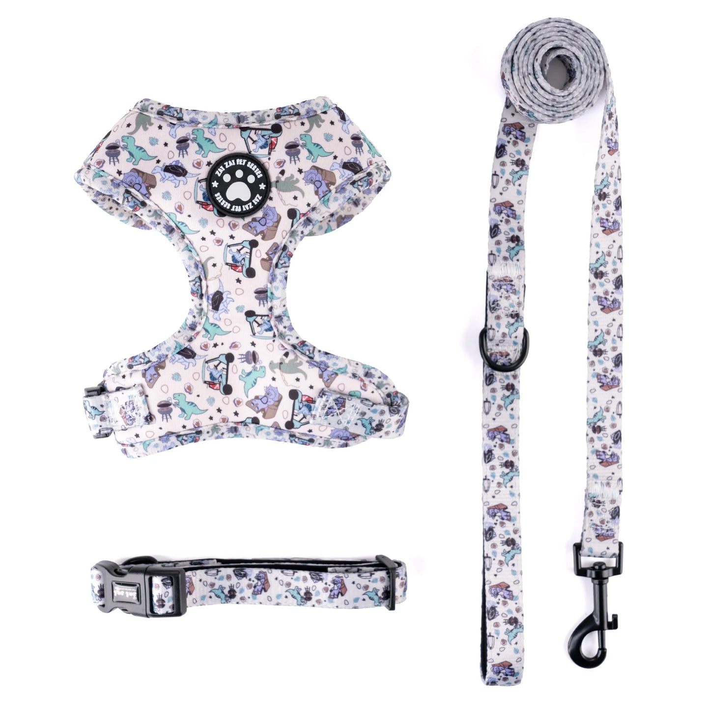 Adjustable Patterned Dog Chest Harness With Leash Soft Breathable For Outdoor Walking Small Medium Dogs Puppy Birthday Gift