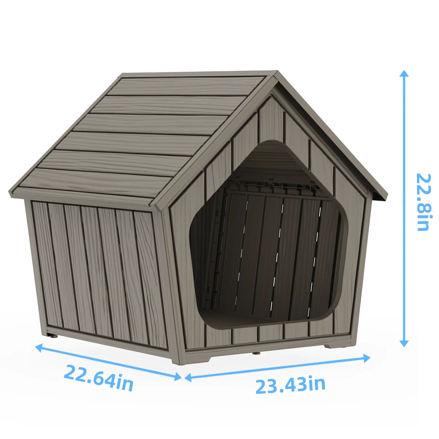 Gable Roof Plastic Pet House, Waterproof Outdoor Dog Shelter, Ventilated Pet Cabin for Backyard Garden