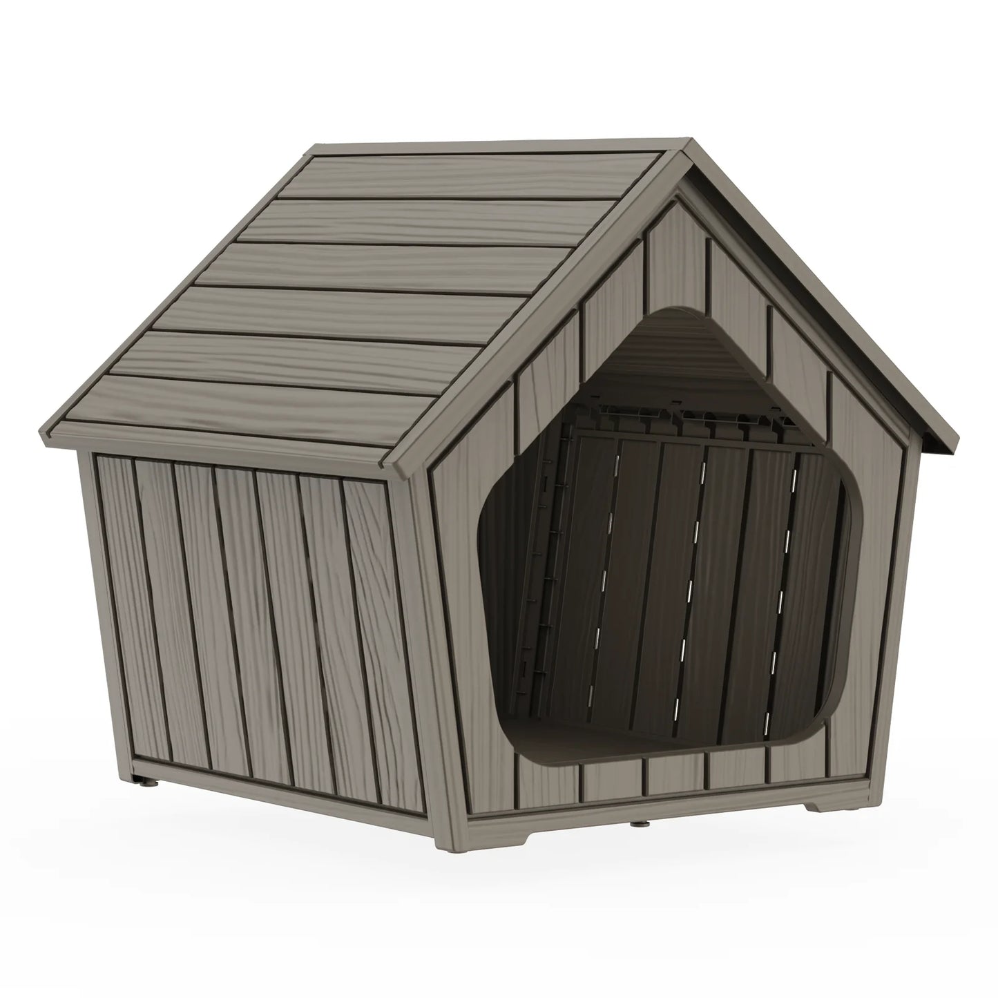 Gable Roof Plastic Pet House, Waterproof Outdoor Dog Shelter, Ventilated Pet Cabin for Backyard Garden