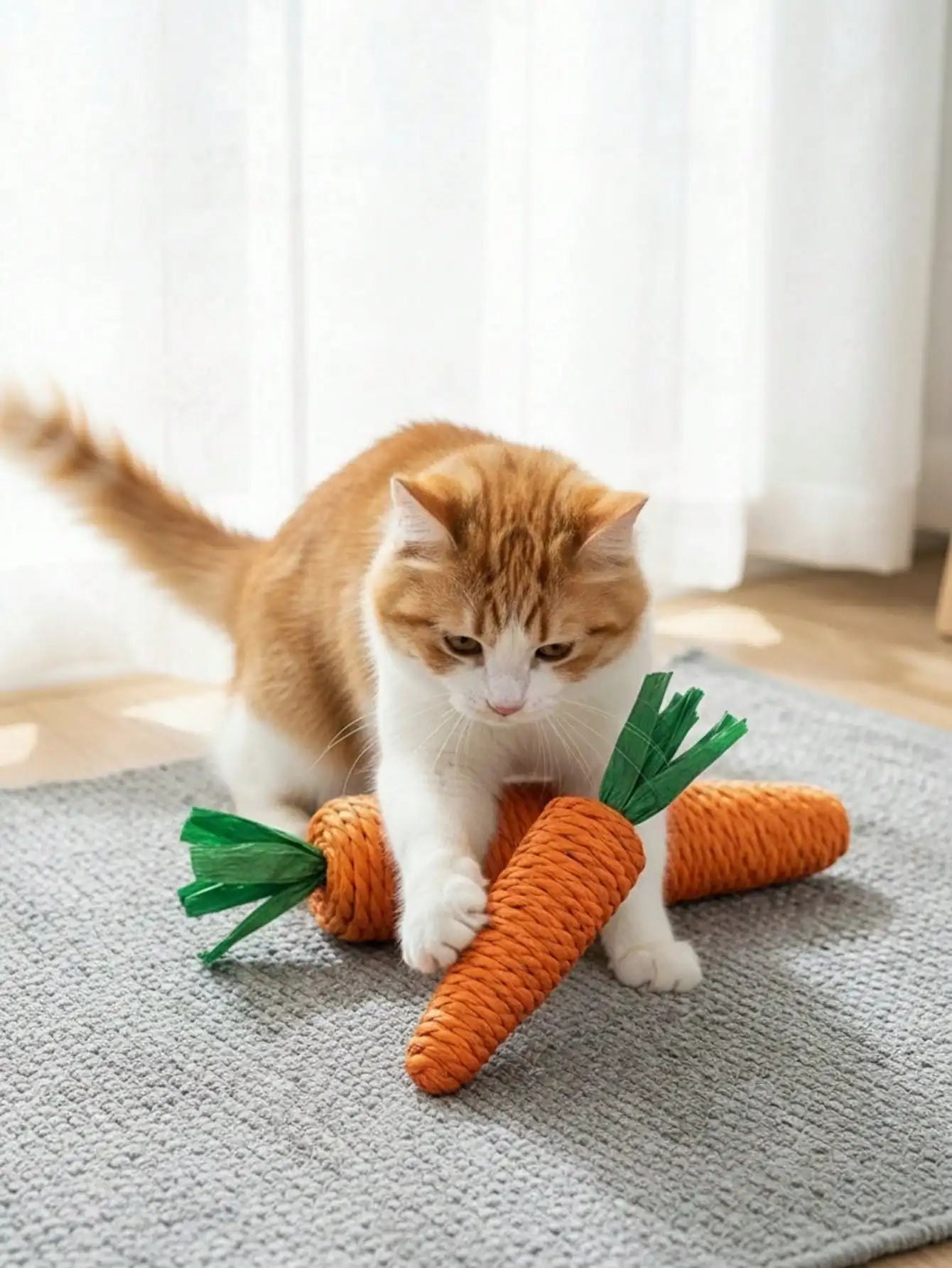 1pc Carrot Shaped Interactive Cat Toy, Made Of Sisal Rope, Helps Cats Scratch, Bite And Grind Teeth. Filled With Sand To Make Sounds, Attracting Cats. Available In Large And Small Sizes, Suitable For Cats Of All Sizes. Indoor