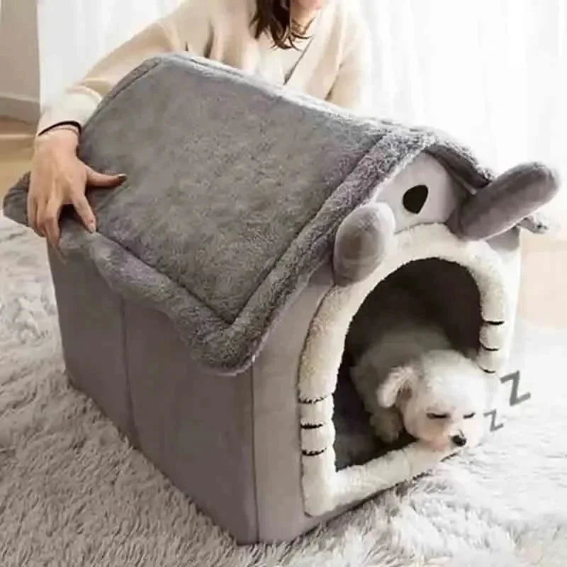 Indoor Warm Soft Pet House Bed Tent & Kennel for Dogs and Cats, All-Season Use with Removable Washable Cushion