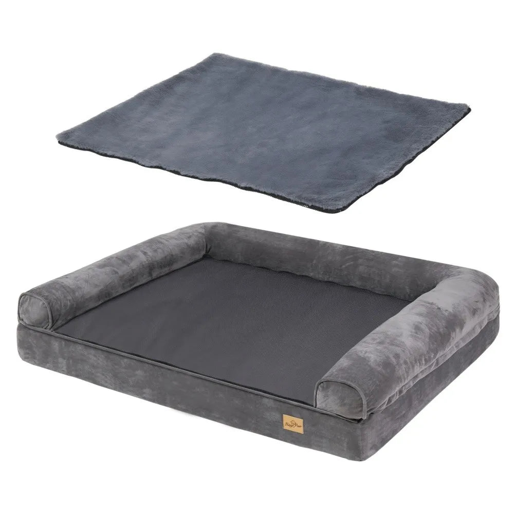 XXL XL Large Calming Dog Bed Orthopedic Memory Foam Sofa Couch Waterproof Removable Cover Plush Mat for Small Medium Large Dogs