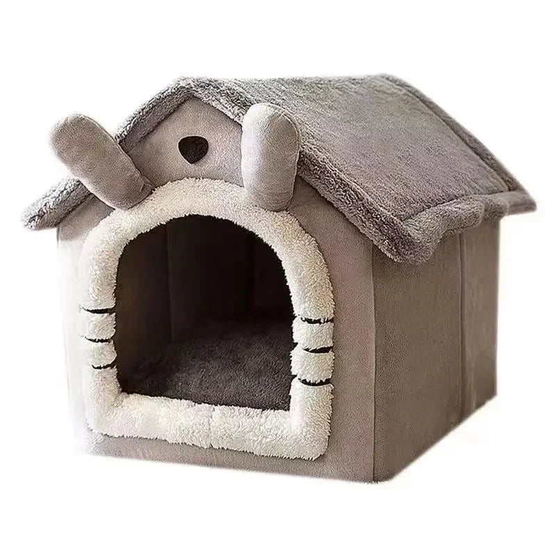 Indoor Warm Soft Pet House Bed Tent & Kennel for Dogs and Cats, All-Season Use with Removable Washable Cushion