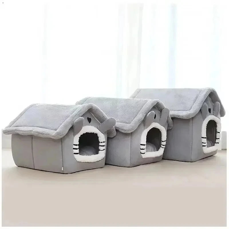 Indoor Warm Soft Pet House Bed Tent & Kennel for Dogs and Cats, All-Season Use with Removable Washable Cushion