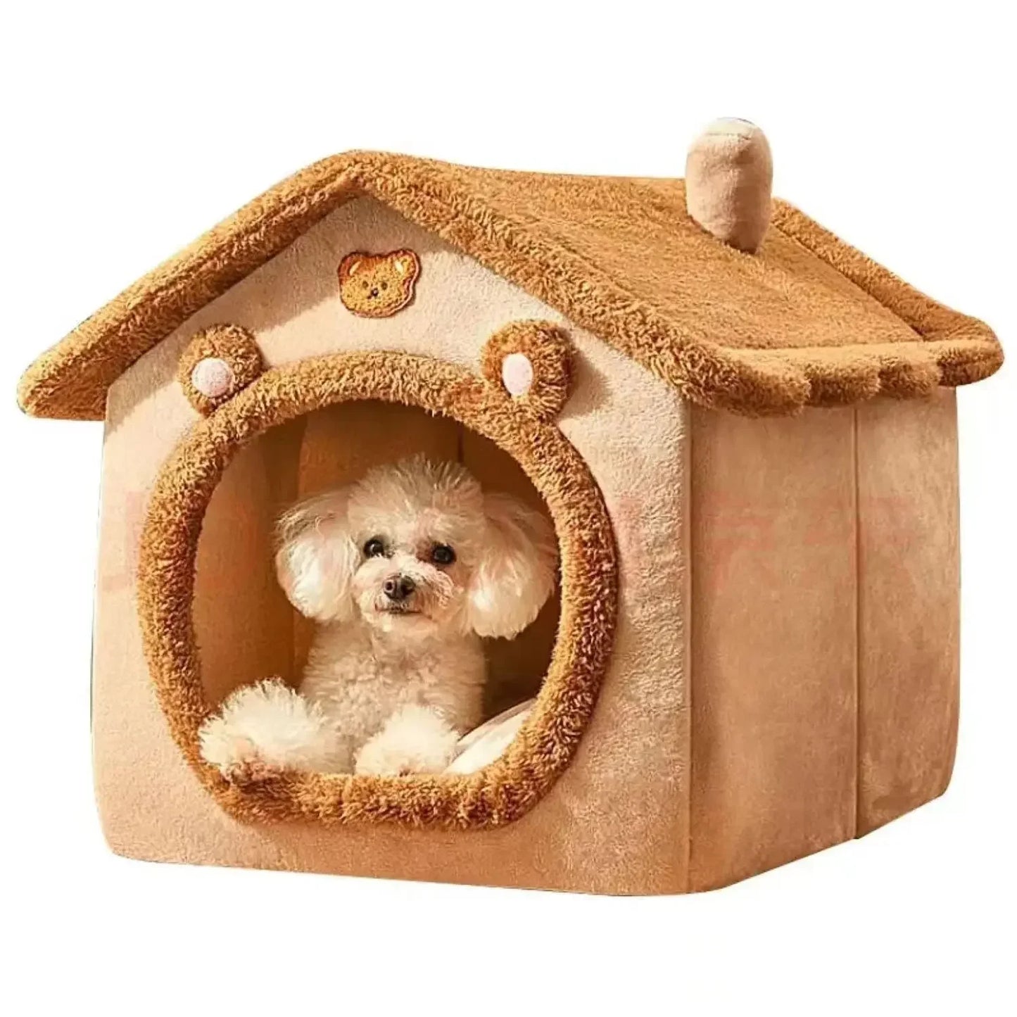 Indoor Warm Soft Pet House Bed Tent & Kennel for Dogs and Cats, All-Season Use with Removable Washable Cushion
